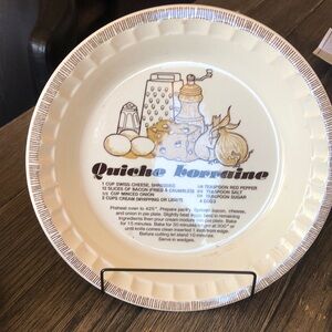Vintage Royal China pie plate with quiche recipe made in USA